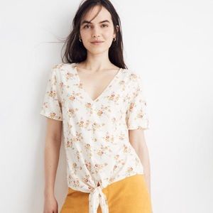 Madewell Novel Window Box Floral Tie Front Top S